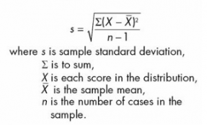 formula for standard deviation, written out