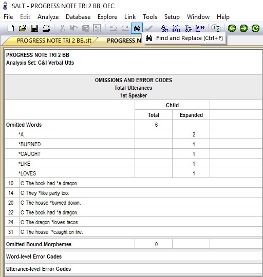 Screenshot of the report