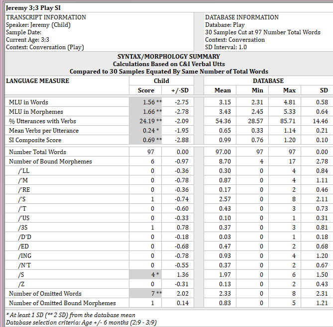 Syntax and Morphology Summary Report